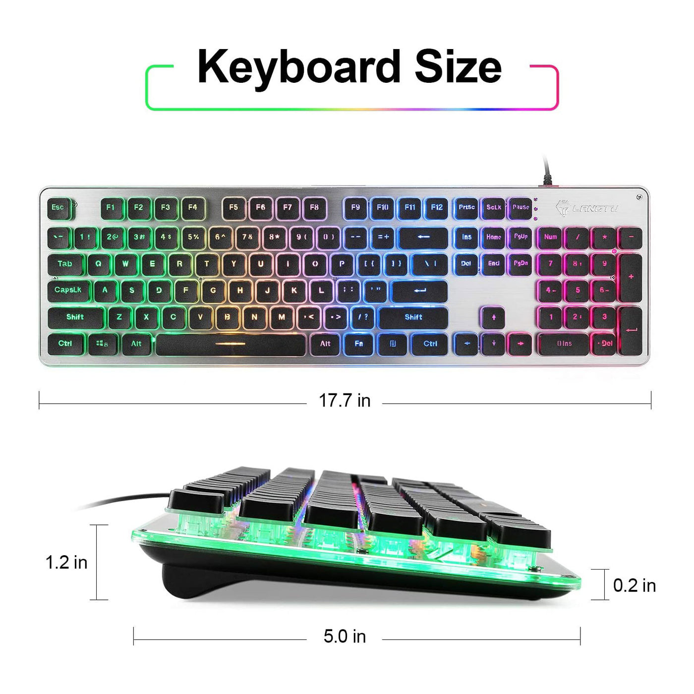 LANGTU L1 RGB backlit full metal panel membrane keyboard