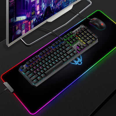 LANGTU Red Switch Rainbow LED Backlit 104-Key Anti-Ghosting Mechanical Keyboard Grey