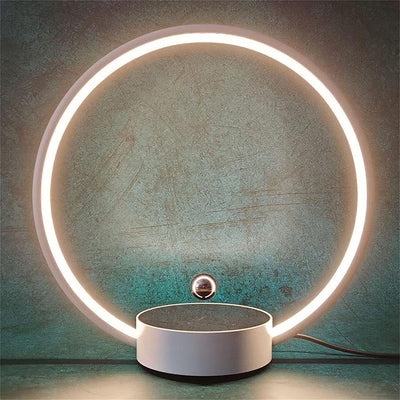 LANGTU Circlo Table Desk Smart Lamp with 2 Levitating Touch Switches (Metal & Moon Flyswitch) & 3 Dimmable Brightness Levels for Home & Office Decor White - LANGTU Store