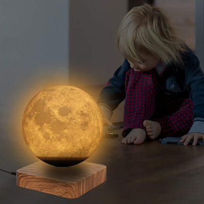 LANGTU Magnetic Levitating Luna Floating 3D Printing LED Wireless Charging Moon Night Lamp Light Maple - LANGTU Store