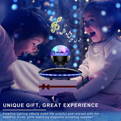 LANGTU Magnetic Levitating Bluetooth 5.0 Wireless Floating Speaker with Party Neon Lights, Colorful LED Flashing Show Black