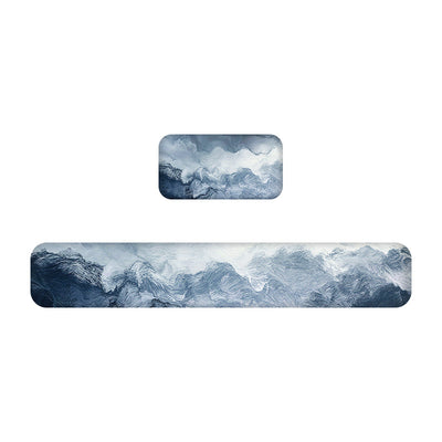 LANGTU Blue Milk Silk Memory Foam Ergonomische Tastatur-Handgelenkauflage mit rutschfester Basis und Schmerzlinderung ft. Fusion Painting