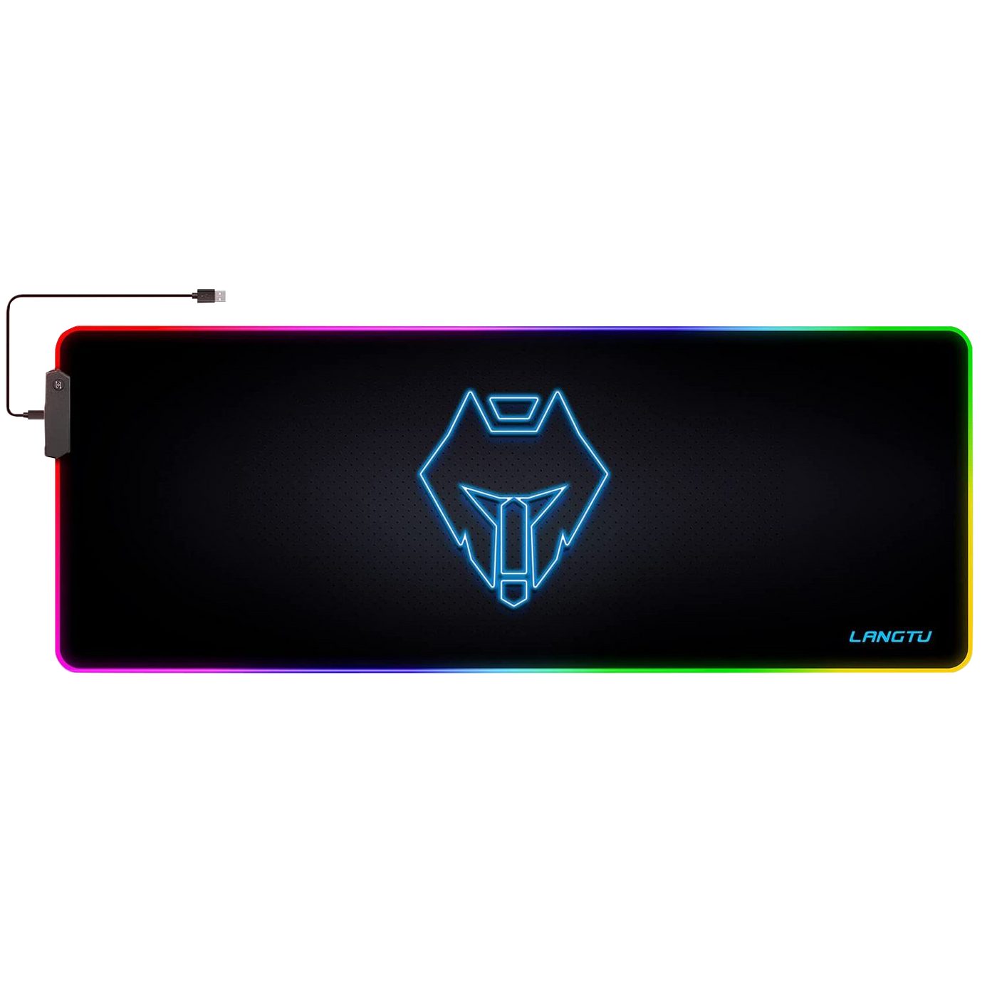 LANGTU Extended XL Rainbow RGB Mauspad mit 13 hintergrundbeleuchteten Modi Schwarz