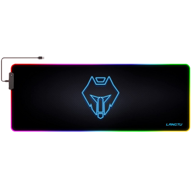 LANGTU Extended XL Rainbow RGB Mouse Pad with 13 Backlit Modes Black