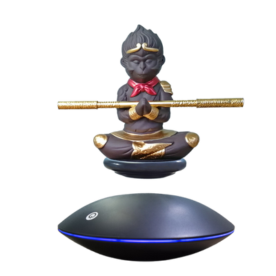 LANGTU Floating Monkey King Magnetic Levitation Hand-Made Glided Purple Clay Sun Wukong for Decor, Toy & Gift