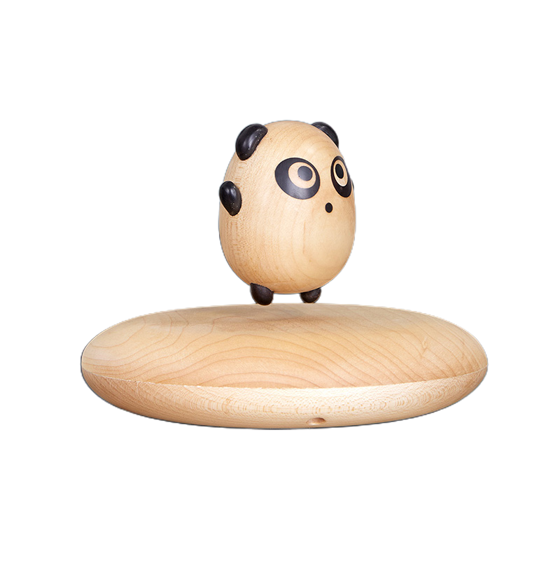 LANGTU Fliegender Panda Magnetschwebebahn Holzschnitzerei Handgefertigte Puppe aus Ahorn und Ebenholz für Dekoration, Spielzeug und Geschenk