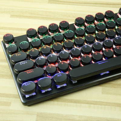 LANGTU G100 Punk Rainbow Backlit Mechanical Keyboard with 104 Round Keys Black Crystal - LANGTU Store
