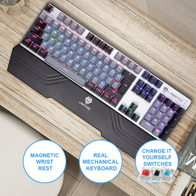 LANGTU G700 Multicolored Macro Programmable 104-Key Anti-Ghosting Full-Metal Mechanical Keyboard with Magnetic Wrist Rest, Replaceable Switches and 22 Backlit Modes - LANGTU Store