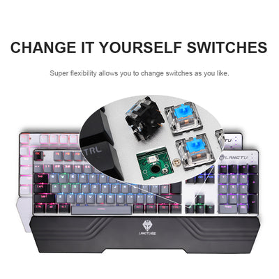 LANGTU G700 Multicolored Macro Programmable 104-Key Anti-Ghosting Full-Metal Mechanical Keyboard with Magnetic Wrist Rest, Replaceable Switches and 22 Backlit Modes - LANGTU Store