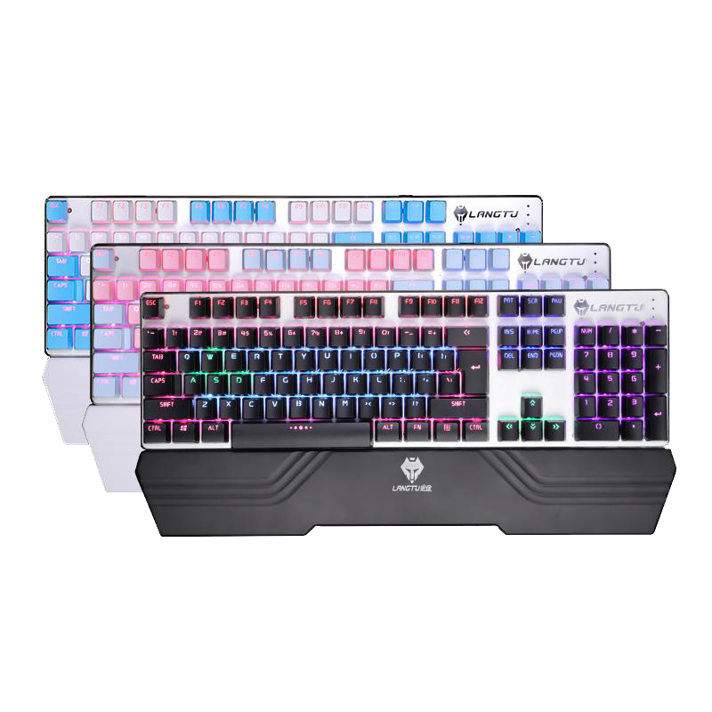 LANGTU G700 Mehrfarbige, makroprogrammierbare 104-Tasten-Anti-Ghosting-Vollmetall-mechanische Tastatur mit magnetischer Handballenauflage, austauschbaren Schaltern und 22 hintergrundbeleuchteten Modi
