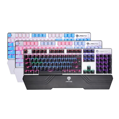 LANGTU G700 Multicolored Macro Programmable 104-Key Anti-Ghosting Full-Metal Mechanical Keyboard with Magnetic Wrist Rest, Replaceable Switches and 22 Backlit Modes