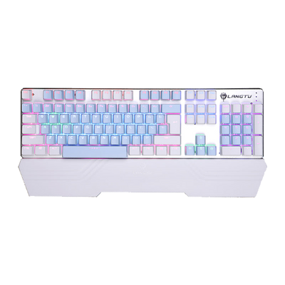 LANGTU G700 Multicolored Macro Programmable 104-Key Anti-Ghosting Full-Metal Mechanical Keyboard with Magnetic Wrist Rest, Replaceable Switches and 22 Backlit Modes