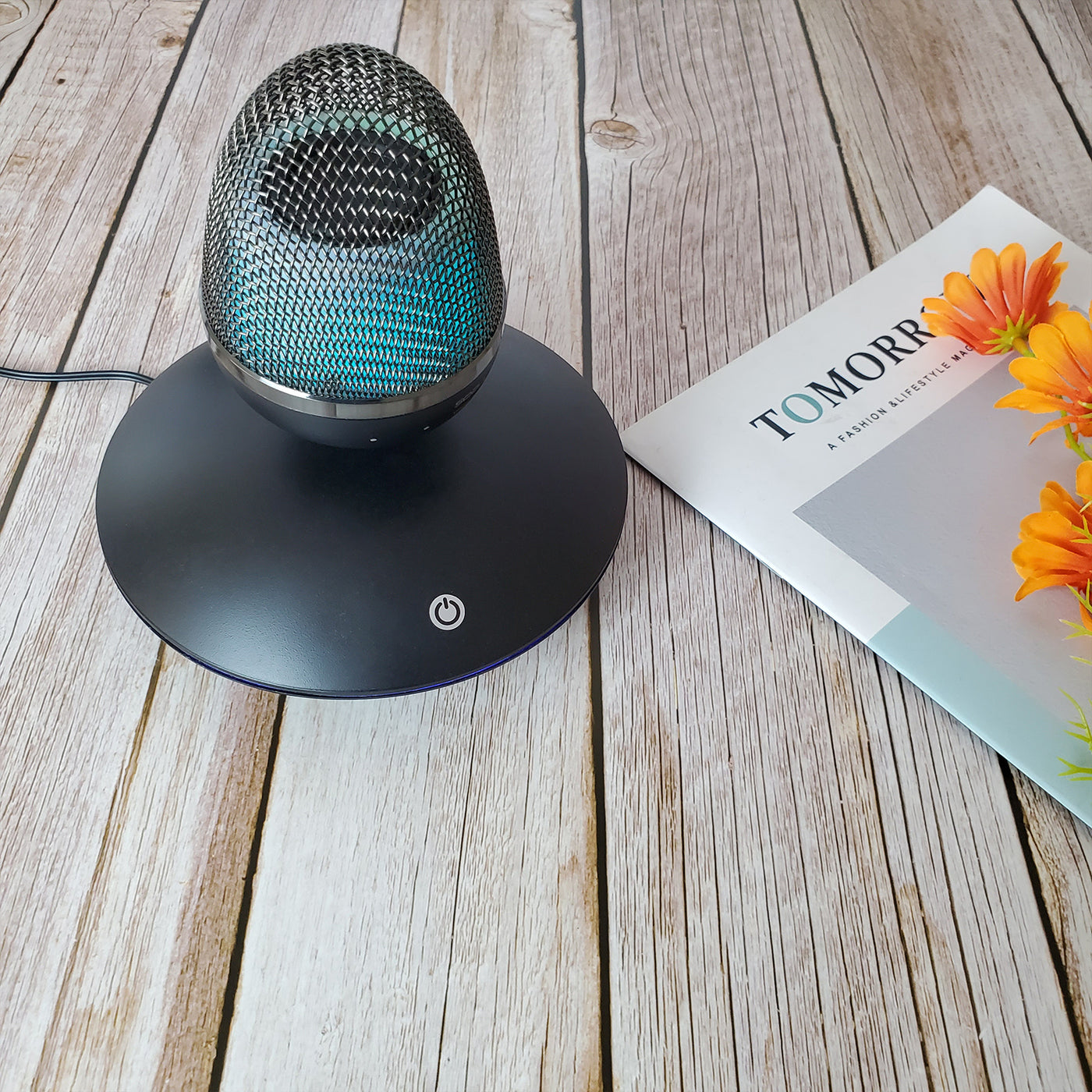 LANGTU SOOALL Vitamin Music Magnetschwebender Bluetooth 5.0 Wireless Floating Speaker ft. Mehrfarbige LED-Leuchten, Stereo-Sound und Freisprechanrufe Schwarz