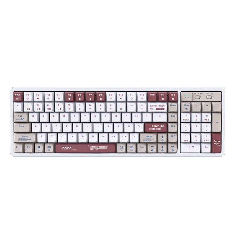LANGTU LT-L8 Space Explorer Themed 102-Key Tri-Mode Connection 100% Hotswap RGB LED Backlit Mechanical Gaming Keyboard ft. Red Linear CIY Customized Switches & PBT Keycaps