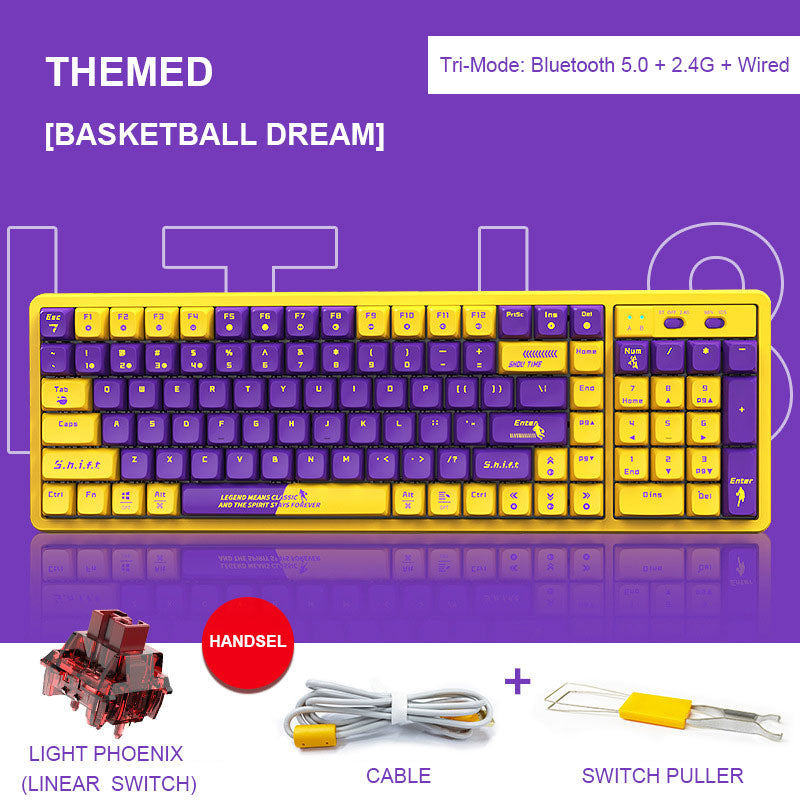 LANGTU LT-L8 Basketball Dream Themed 102-Key Tri-Mode Connection 100% Hotswap RGB LED Backlit Mechanical Gaming Keyboard ft. Red Linear CIY Customized Switches & PBT Keycaps