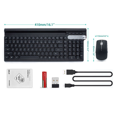 LANGTU LT500 4-Color Rechargeable 2.4G Wireless Ultra-Thin Keyboard and 1500DPI Ultra-Thin Mouse Office Combo for PC, Laptop and Tablet