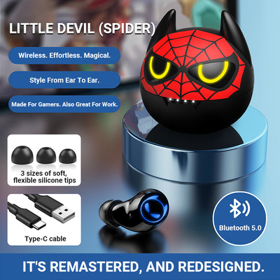 LANGTU Little Devil Bluetooth 5.0 Wireless IPX7 Waterproof Hi-Fi Earbuds with Skin-Detect Sensor, 0 latency and Noice Reduction ft. Spider - LANGTU Store