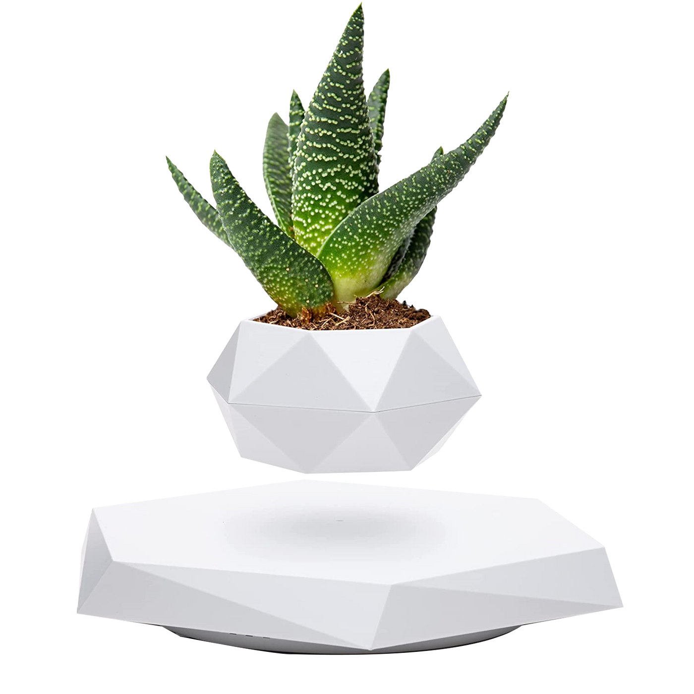 LANGTU Magnetschwebender Luft-Bonsai-Topf, schwimmender Blumentopf, drehbarer Topfpflanzer für Zuhause, Büro und Schreibtischdekoration, weiß