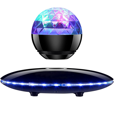LANGTU Magnetic Levitating Bluetooth 5.0 Wireless Floating Speaker with Party Neon Lights, Colorful LED Flashing Show Black