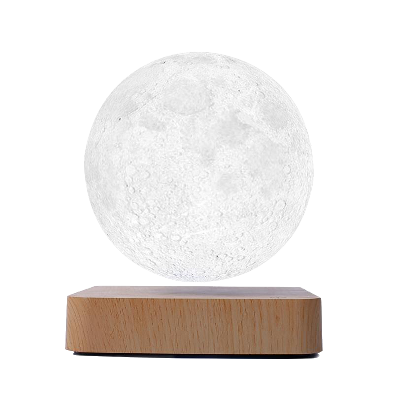 LANGTU Magnetic Levitating Luna Floating 3D Printing LED Wireless Charging Moon Night Lamp Light Maple