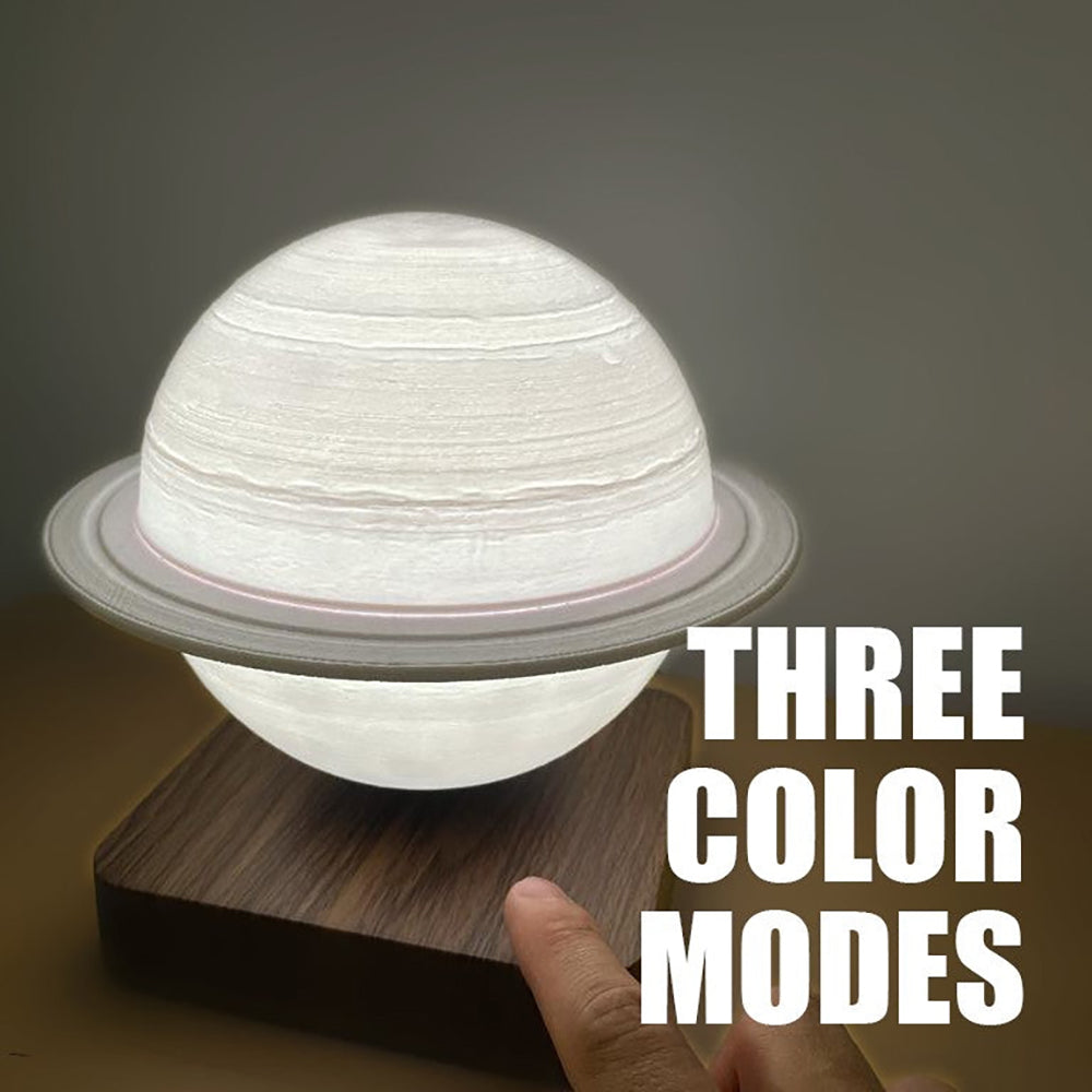 LANGTU Magnetic Levitating Luna Saturn Floating 3D Printing LED Wireless Charging Saturn Night Lamp Light Walnut