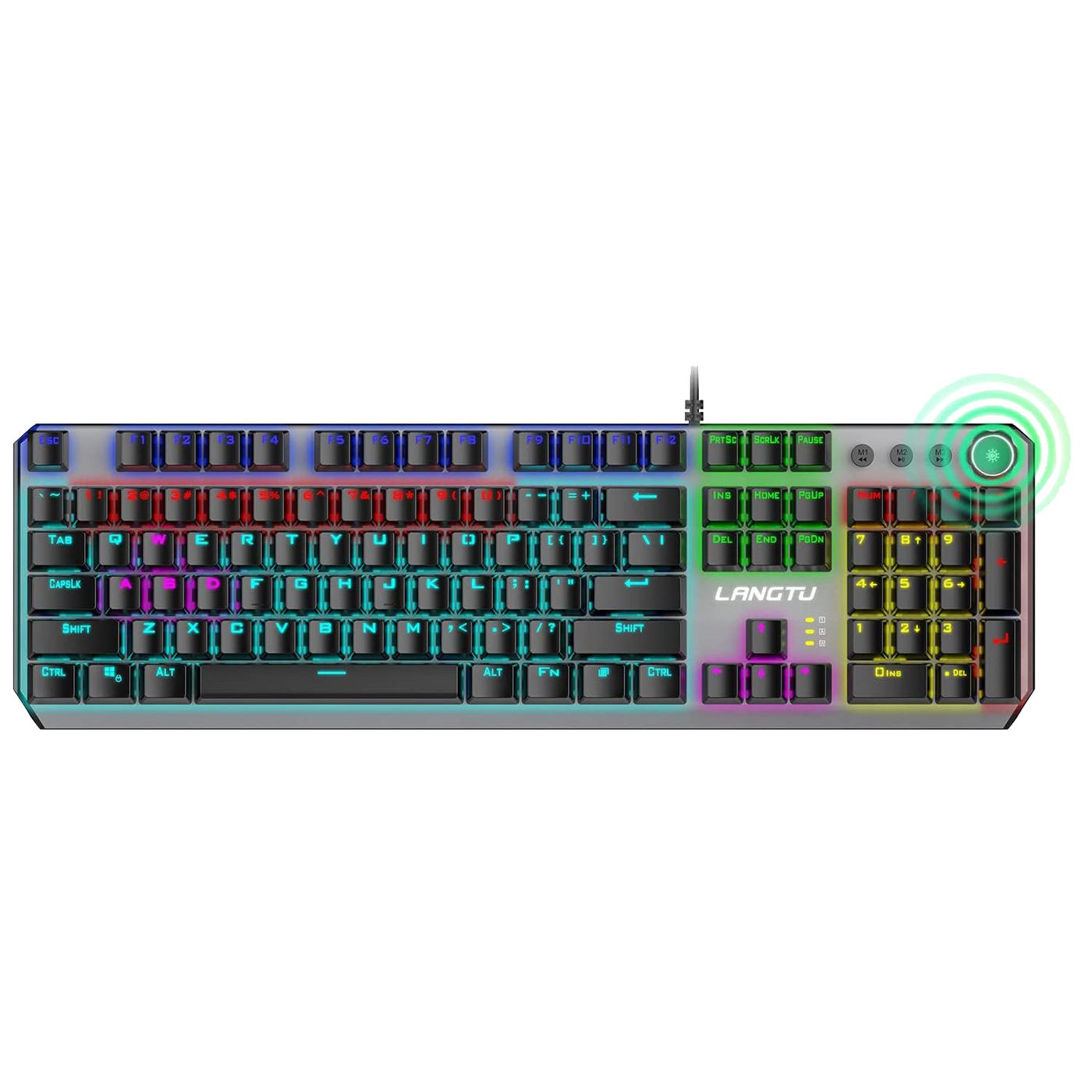 LANGTU rainbow LED backlit 104-key anti-ghosting gray mechanical keyboard