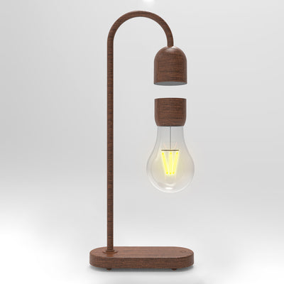 LANGTU Table Desk Smart Lamp with Magnetic Levitating Floating Wireless LED Light Bulb Walnut